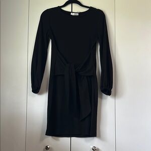 Cotton Black Long Sleeve Dress with side tie.